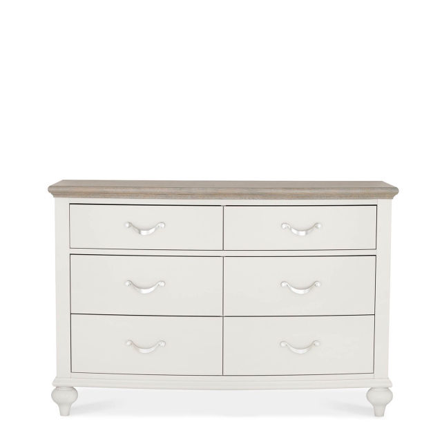 6 Drawer Wide Chest - Grey Washed Oak & Soft Grey - Lausanne