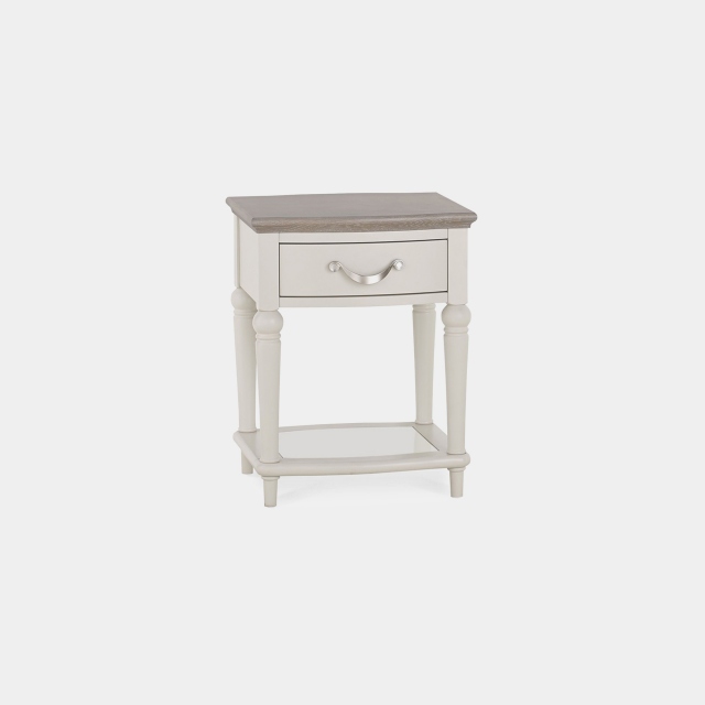 Chateau -1 Drawer Lamp Table In Grey Washed Oak & Soft Grey