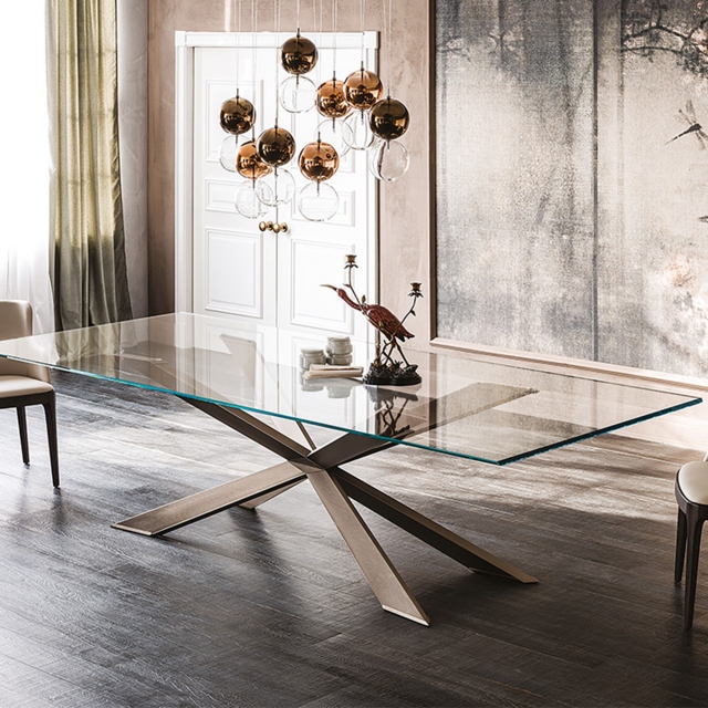 Round Dining Table In Clear Glass - Cattelan Italia Spyder