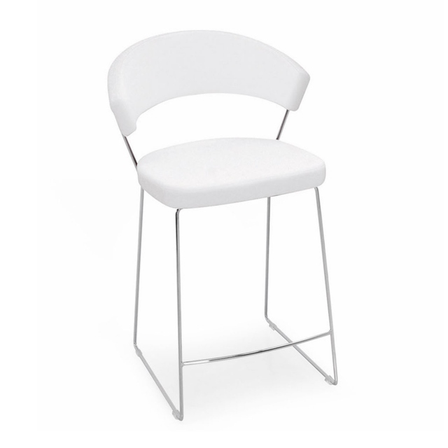 Stool In Leather & P77 Chromed Frame - Connubia Calligaris New York