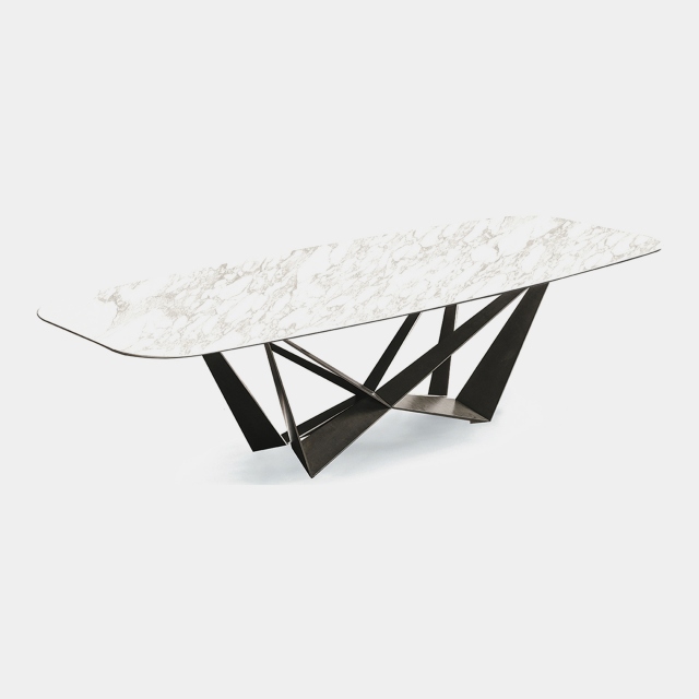 Dining Table In Keramik Calacatta & Graphite Steel Base - Cattelan Italia Skorpio