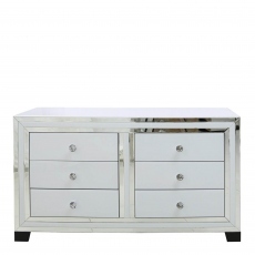 6 Drawer Cabinet In Clear White & Mirror Finish - Madison