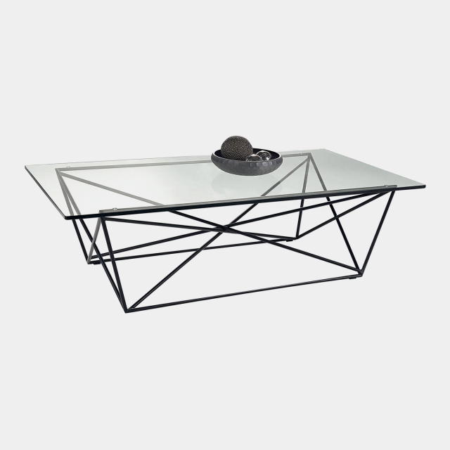 Coffee Table In Glass & Black Metal Frame - Atlas