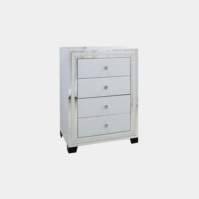 4 Drawer Cabinet White Clear & Mirror Finish - Madison