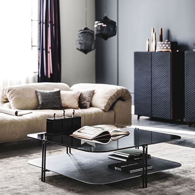 Coffee Table With Fumé Glass Top - Cattelan Italia Biplane