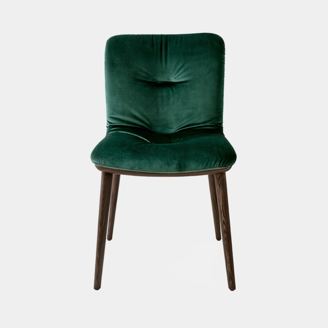 Dining Chair In S0H Forest Green Fabric & P12 Smoke Frame - Calligaris Annie