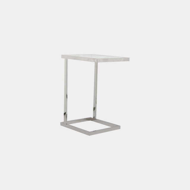 End Table In Clear Glass & Stainless Steel Frame - Trento