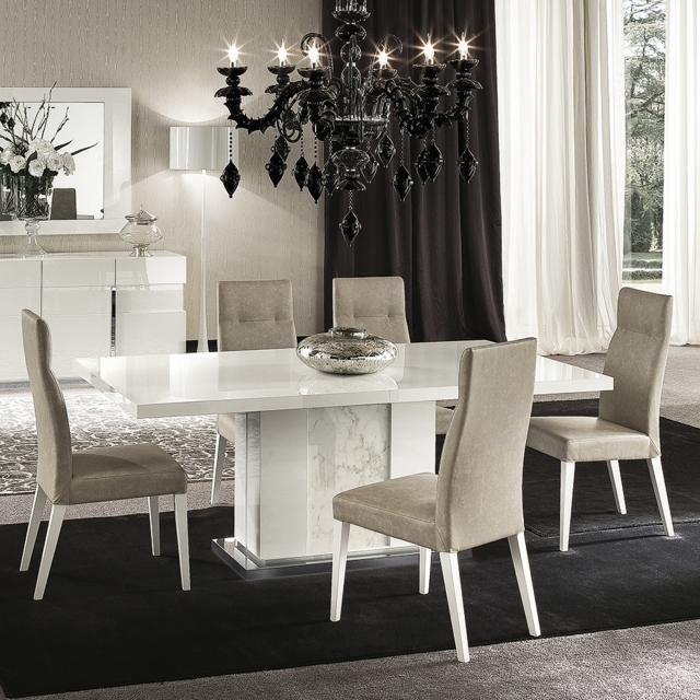 196cm Extending Dining Table White High Gloss - Bernini