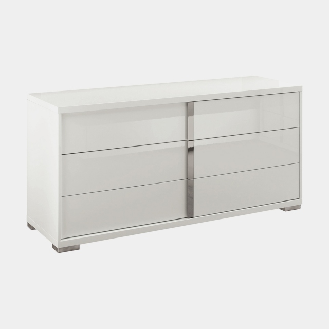 6 Drawer Dresser In White High Gloss - Selina