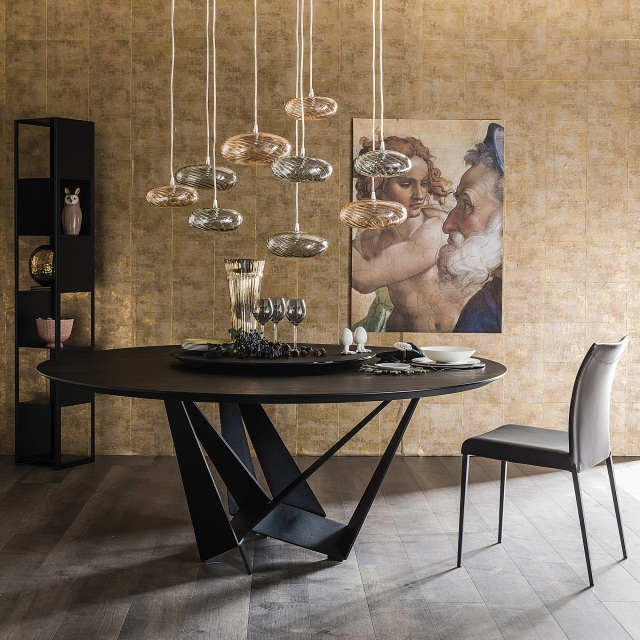 Round Dining Table In Canaletto Walnut - Cattelan Italia Skorpio