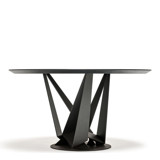 Dining Table With Black Legs & Burned Oak Top - Cattelan Italia Skorpio Round