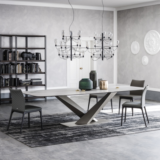 Shaped Dining Table In Keramik Ardesia - Cattelan Italia Stratos