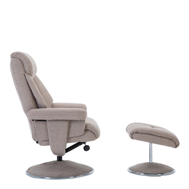 Swivel Chair And Stool In Fabric - Orion
