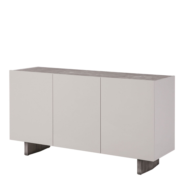 Sideboard Grey Gloss With Ceramic Inlayed Top - Barcelona
