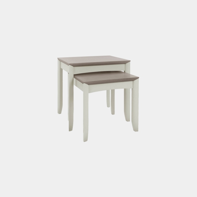 Bremen - Nest Of Lamp Tables In Grey Washed Oak With Soft Grey Finish