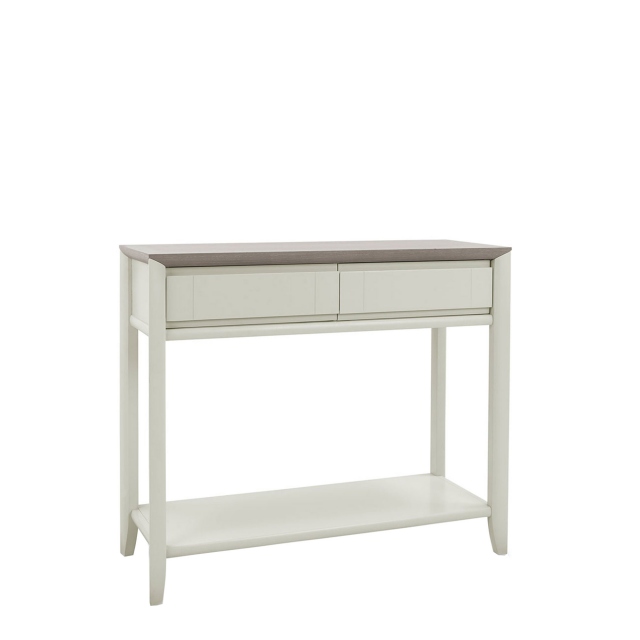 Console Table With Drawer In Grey Washed Oak With Soft Grey Finish - Bremen