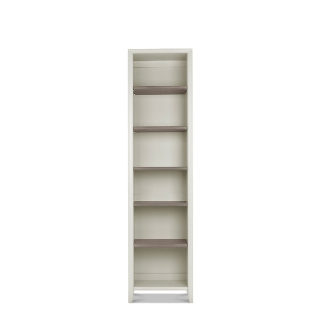 Narrow Bookcase In Grey Washed Oak With Soft Grey Finish - Bremen