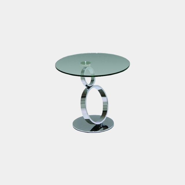 Lamp Table In Clear Glass & Chrome Base - Eternity