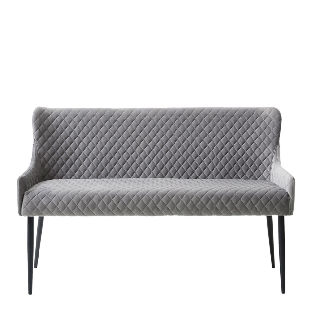 160cm Sofa Bench In Grey Velvet - Copeland