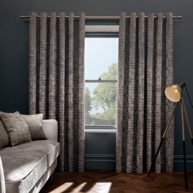 Pair of Lined Eyelet Curtains - Naples Taupe