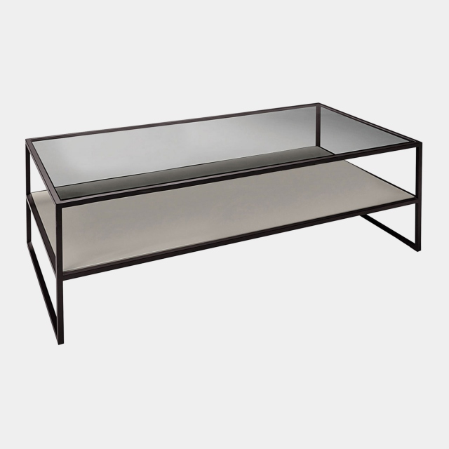Coffee Table In Smoked Toughened Glass & Black Frame - Siena