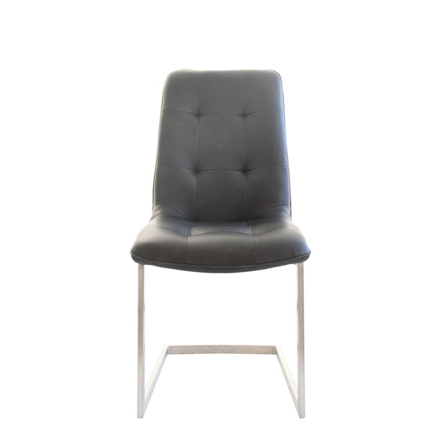 Faux Leather Dining Chair In Grey - Caden