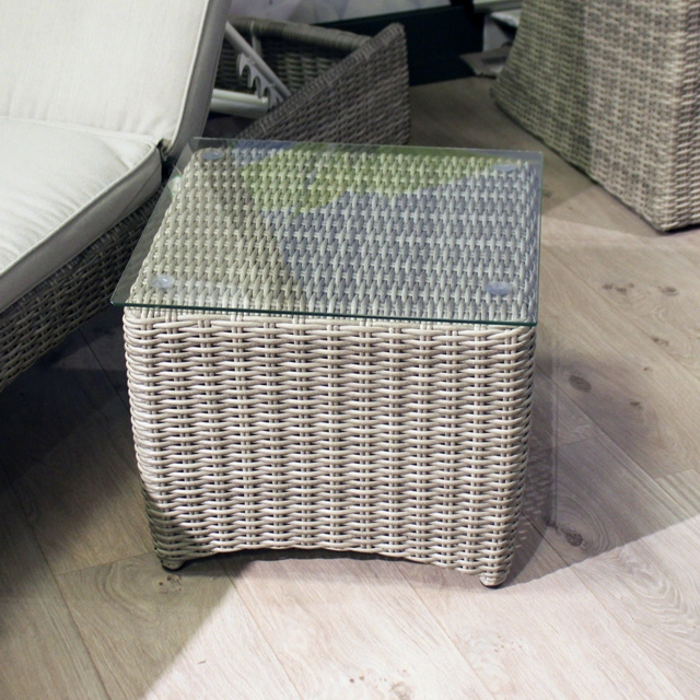 Side Table Light Grey Rattan - Oyster Bay