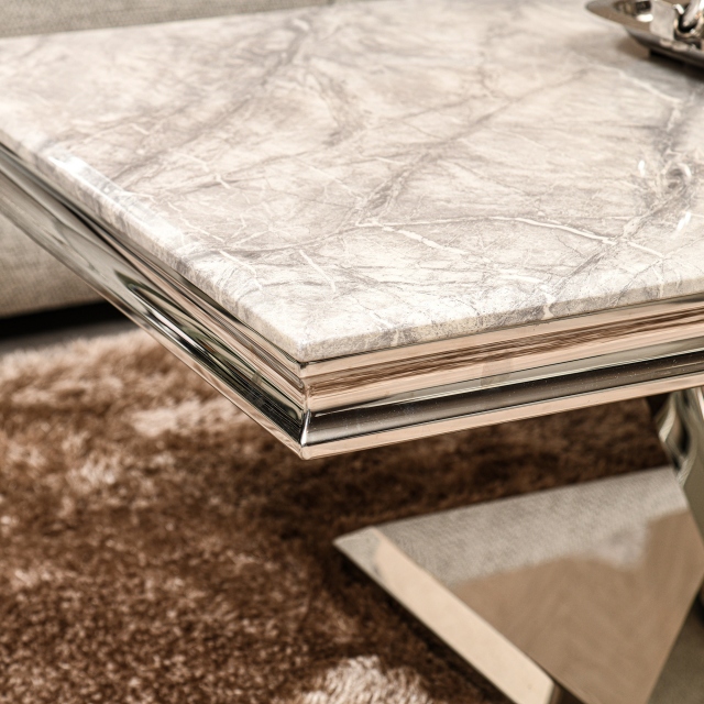 Lamp Table In Grey Marble Effect - Missano