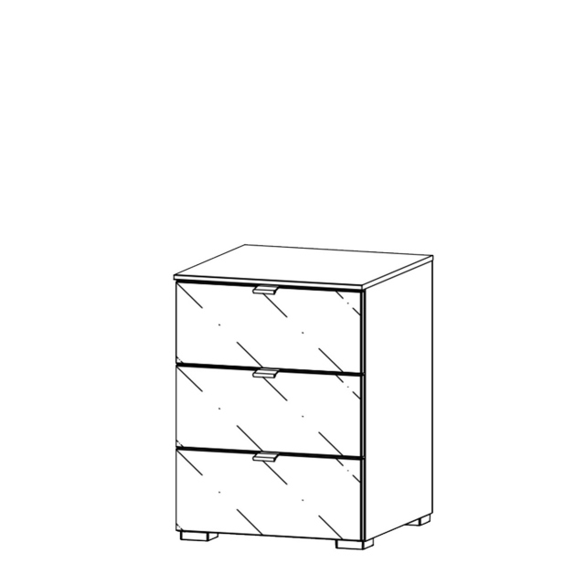 40cm 3 Drawer Bedside Table With Coloured Glass Front - Akita 