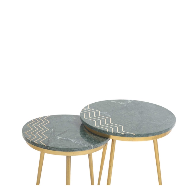 Set Of 2 Lamp Tables in Green - Emily