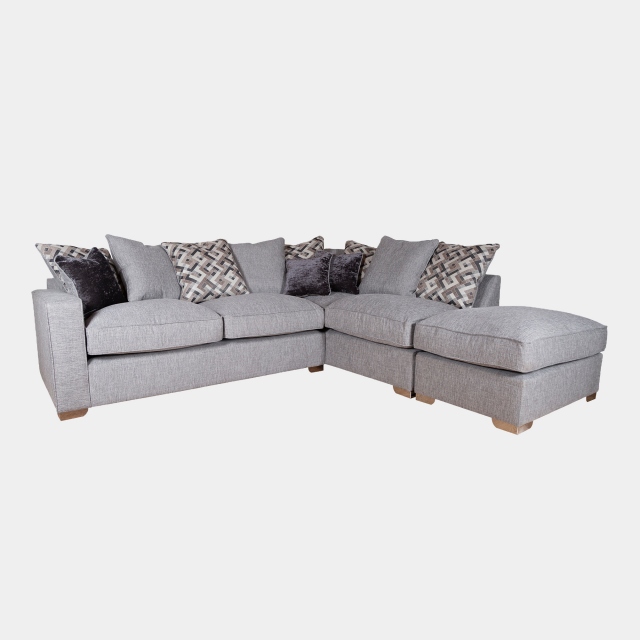 Layla - Pillow Back 2 Seat Sofa LHF Arm With RHF Chaise Unit Including Footstool In Fabric