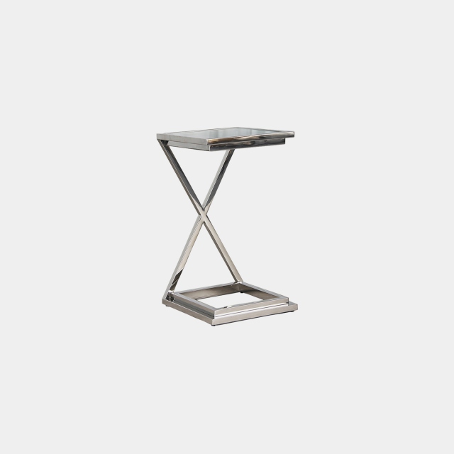 To X Frame Side Table, Over Arm Side Table