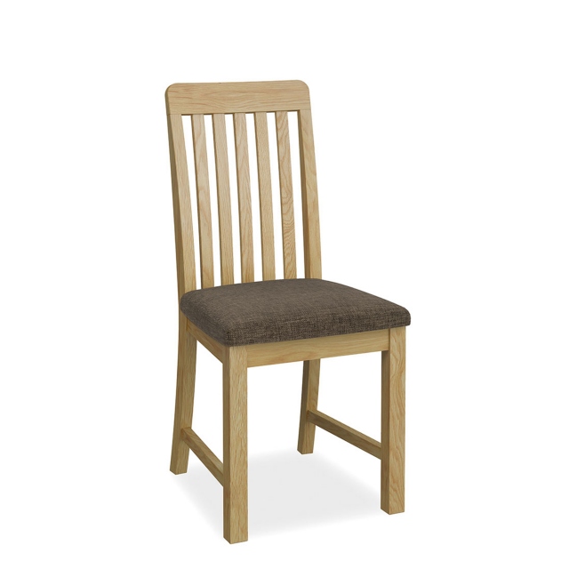 Slat Back Dining Chair In Brown Fabric - Kenwood