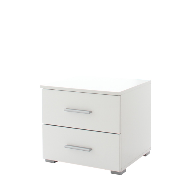2 Drawer Bedside In AN925 Alpine White Carcase/White High Polish Front - Amalfi