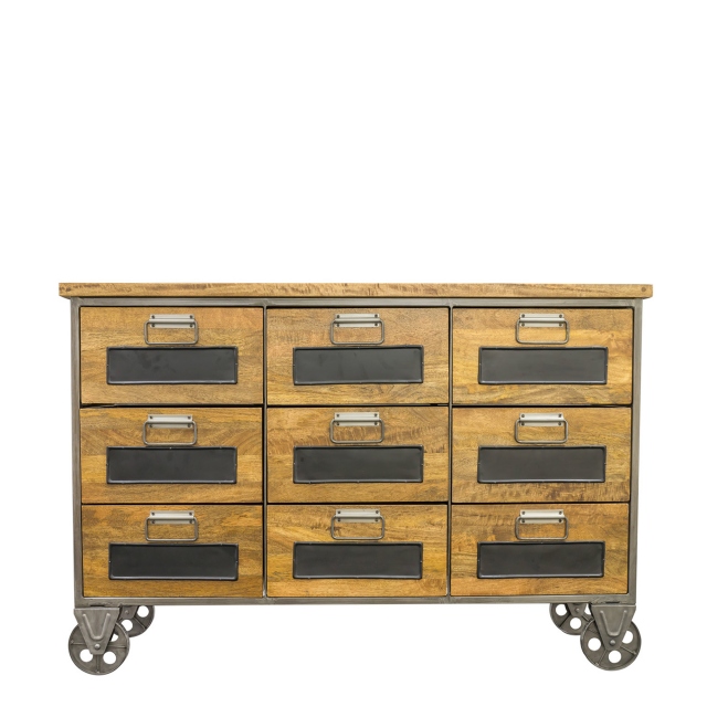 9 Drawer Apothecary Chest In Steel & Wood - Brunel