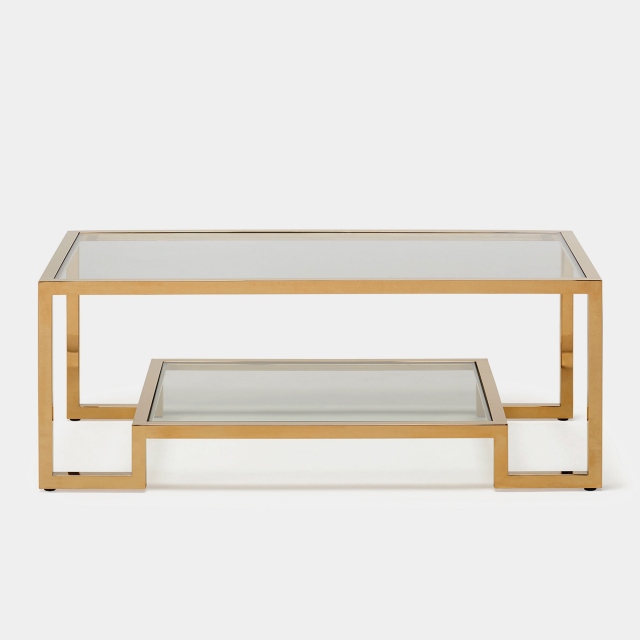 Coffee Table Clear Glass Champagne Finish Frame - Frame 