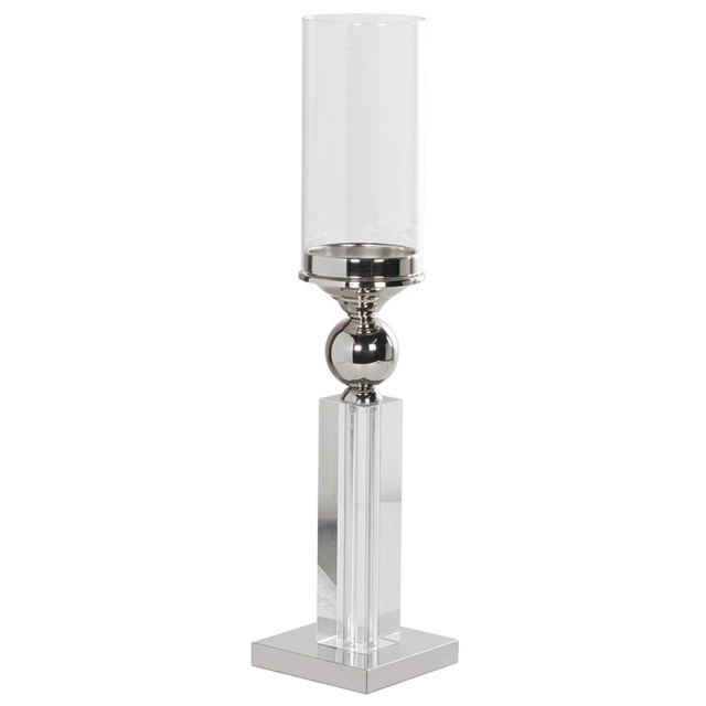 Nickel - Crystal Pillar Candleholder