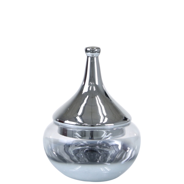 Silver Small - Finial Glass Vase with Lid