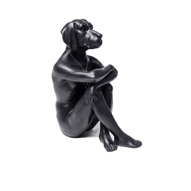 High Gloss Black Sculpture - Dog Figure Arms Folded