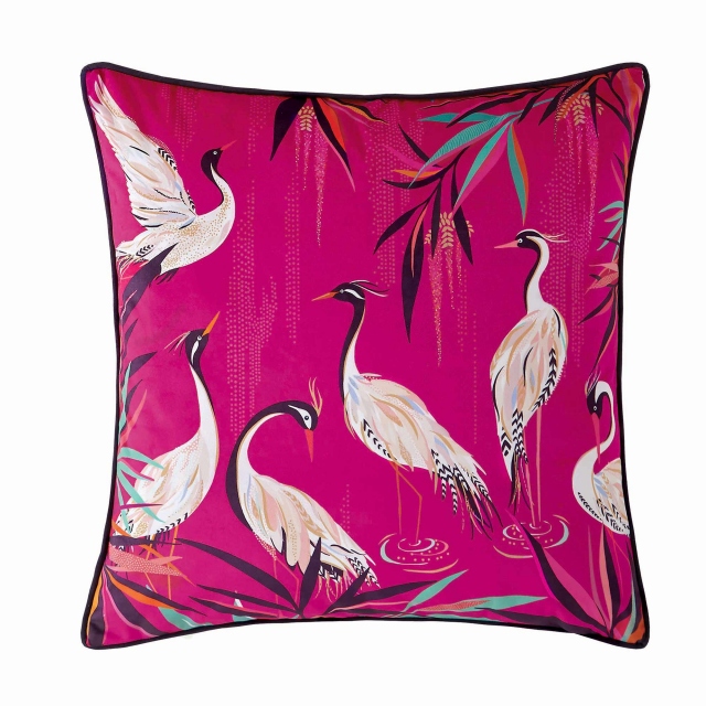 Sara Miller Heron Velvet Pink Cushion Medium