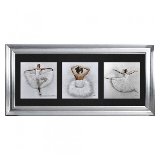Framed Print by Biggon - Ballerina Triptych Silver Vegas Frame