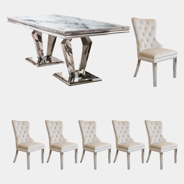 Missano - 200cm Dining Table With 6 Metropole Beige Chairs