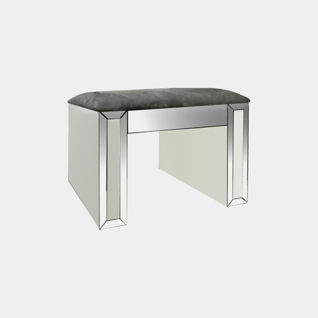 Dressing Stool In White & Silver Mirror - Bianca