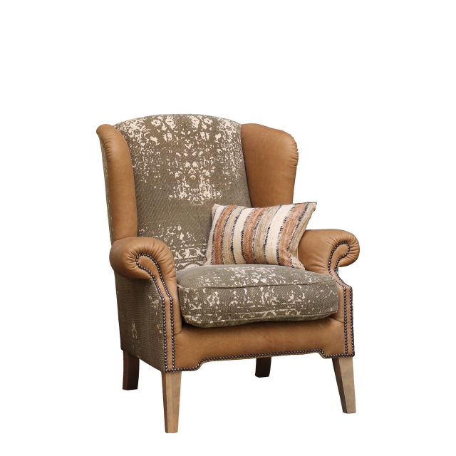 Wing Chair In Fabric & Leather - Tetrad Montana