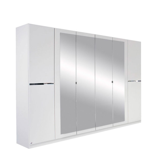 271cm 6 Door Hinged Robe With 4 Mirrors (210cmH) In AN806 Alpine White - Alpen