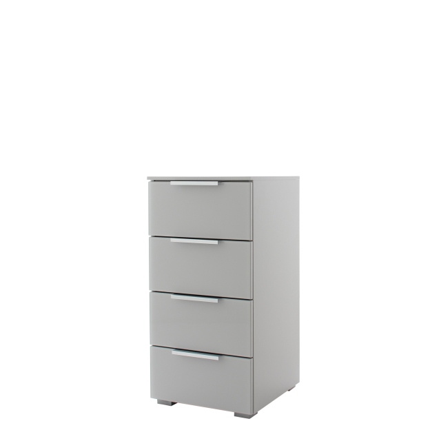 40cm 4 Drawer Chest In A030G Silk Grey Carcase and Glass Chrome Handles - Strada