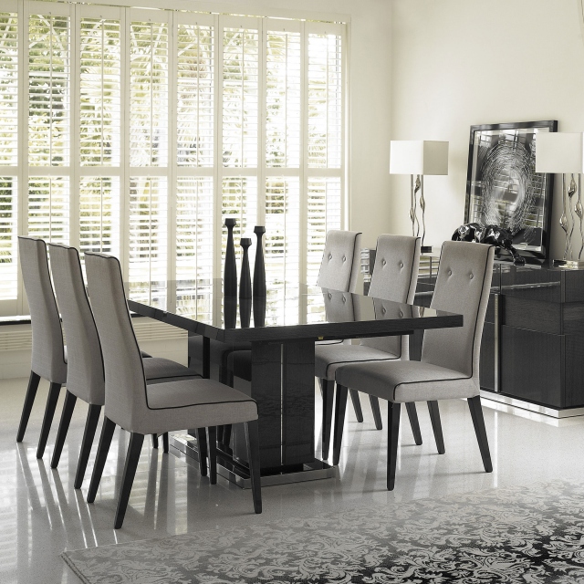 160cm Extending Dining Table With 6 Chairs In Fabric - Antibes