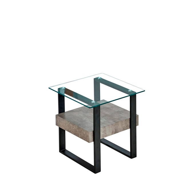 End Table Concrete Effect/Glass - Faraday