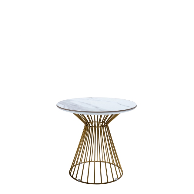 Lamp Table Brass Frame Ceramic Top - Aquarius