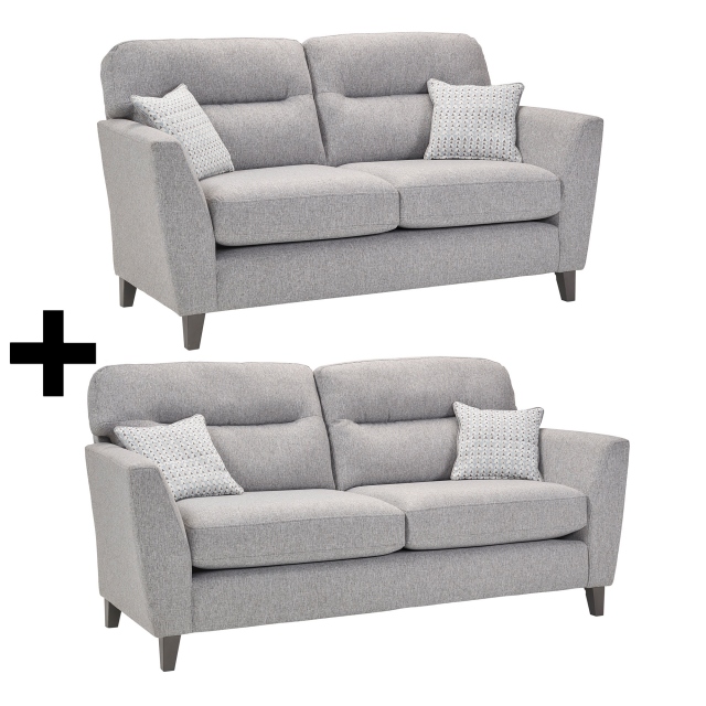 3 Seat & 2 Seat Sofa Fabric Moet Grey With Dark Feet - Hetty